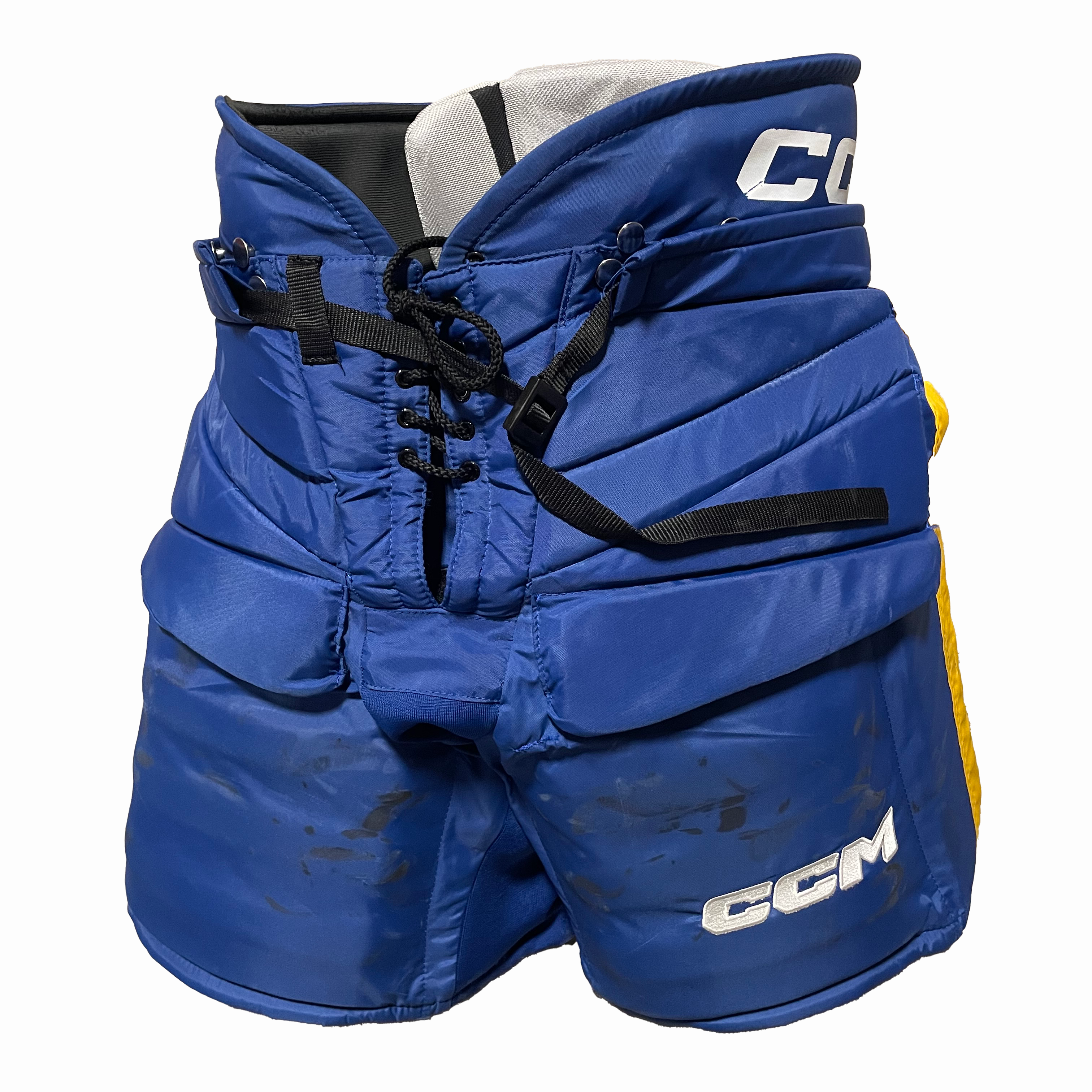 CCM HPG12A - Pantalon de gardien de but de hockey WHL Pro Stock d'occasion (bleu/jaune)